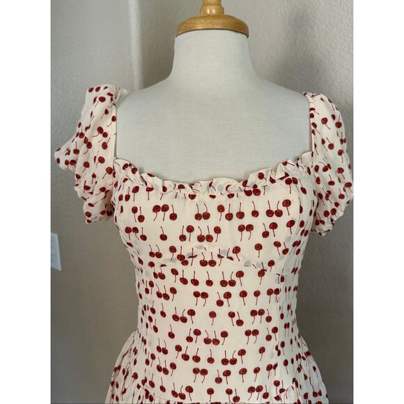 NWT Reformation x Anthropologie Womens Cherry Davonne Mini Dress Cream Sz 8 - Picture 6 of 16